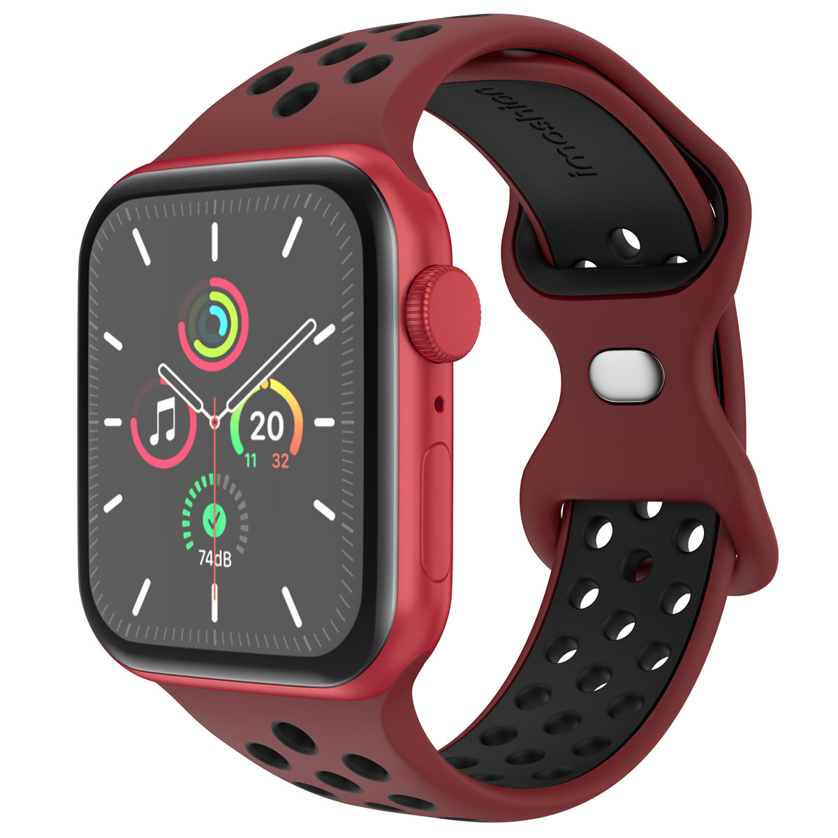 imoshion Bracelet Sport⁺ en silicone Apple Watch | 38/40/41/42 mm - Taille M/L - Wine Red & Black