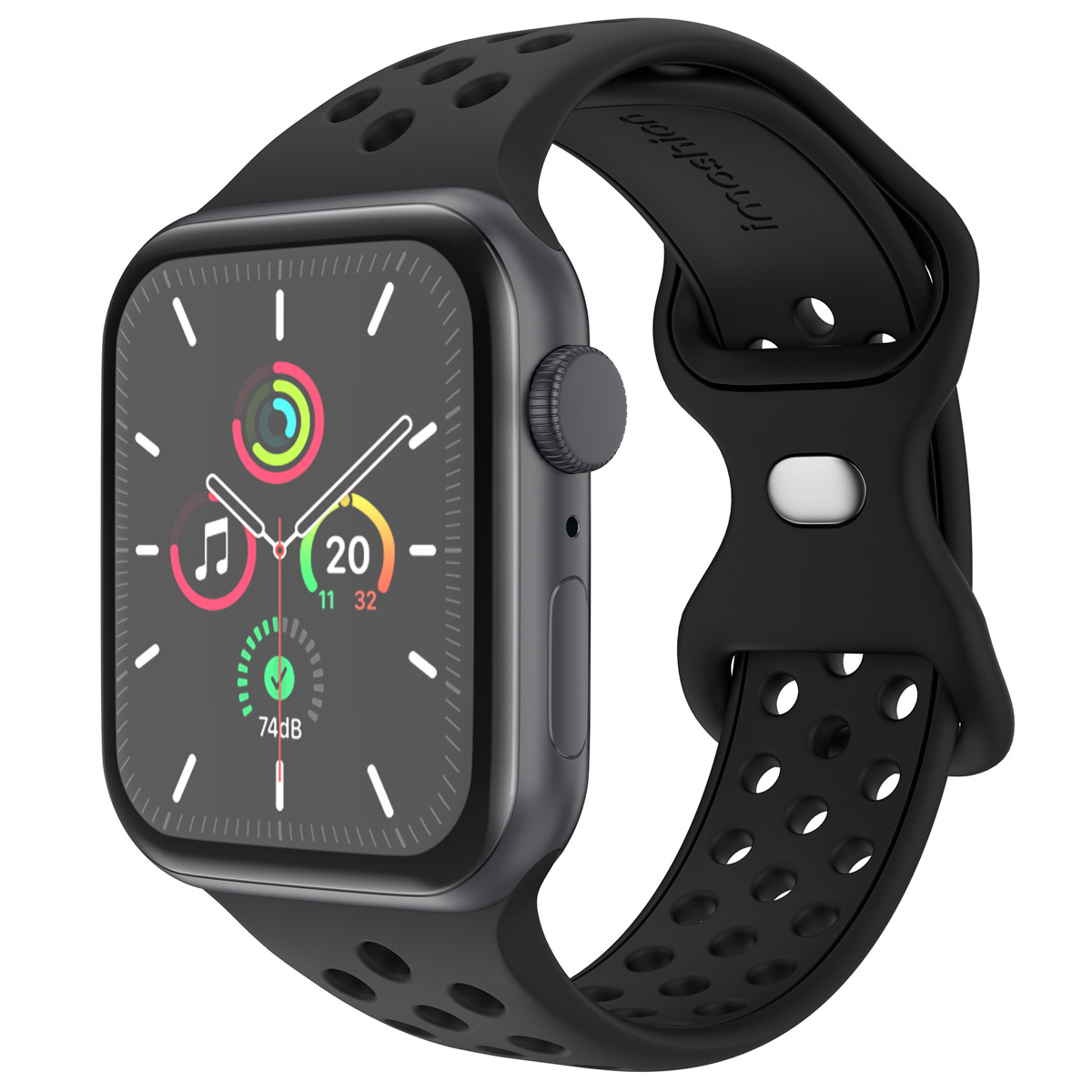 imoshion Bracelet Sport⁺ en silicone Apple Watch | 44/45/46/49 mm - Taille S/M - Noir