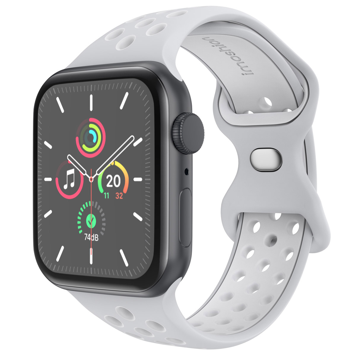 imoshion Bracelet Sport⁺ en silicone Apple Watch | 44/45/46/49 mm - Taille S/M - Grey & White