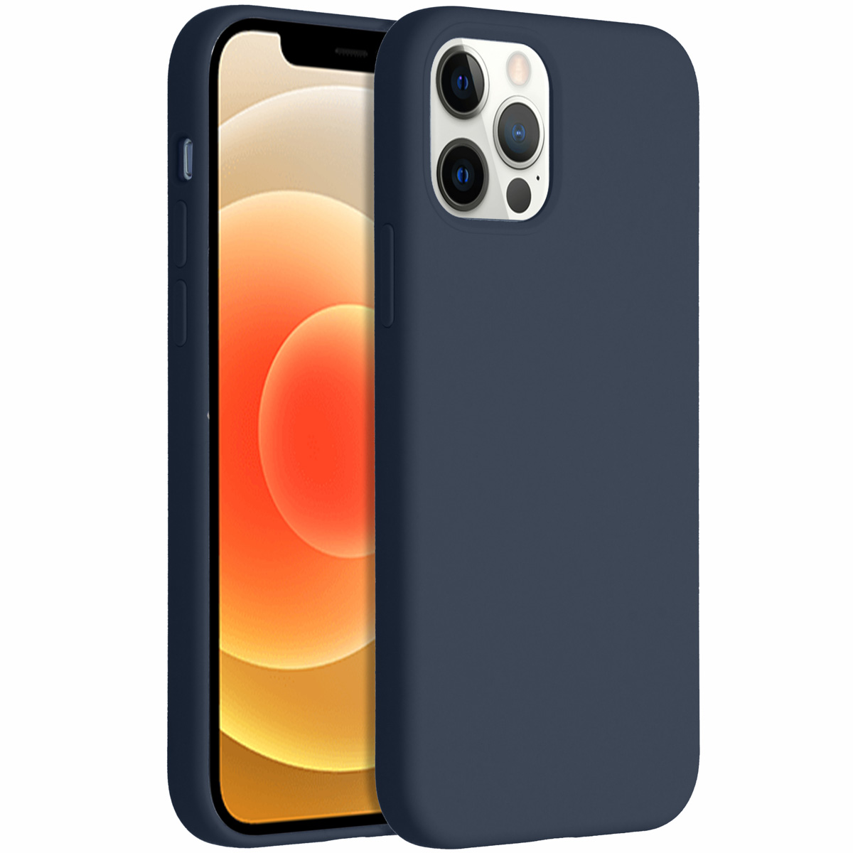 Accezz Liquid Silicone Backcover voor de Apple iPhone 12 (Pro) - Donkerblauw