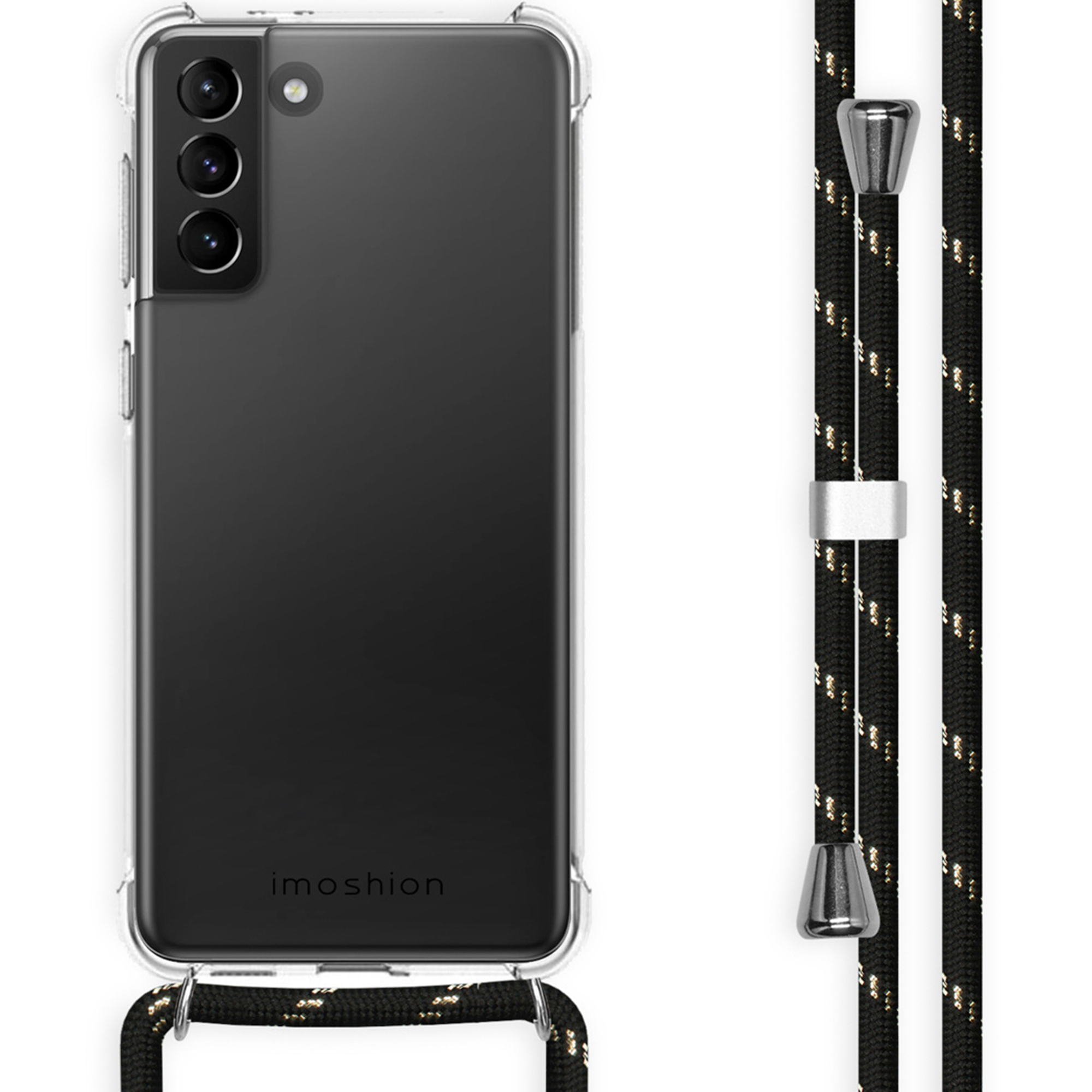 imoshion Coque arrière Transparente avec cordon Samsung Galaxy S21 Plus - Noir & Doré