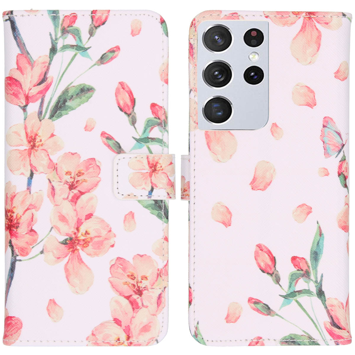 imoshion Design Softcase Bookcase Samsung Galaxy S21 Ultra - Blossom Watercolor