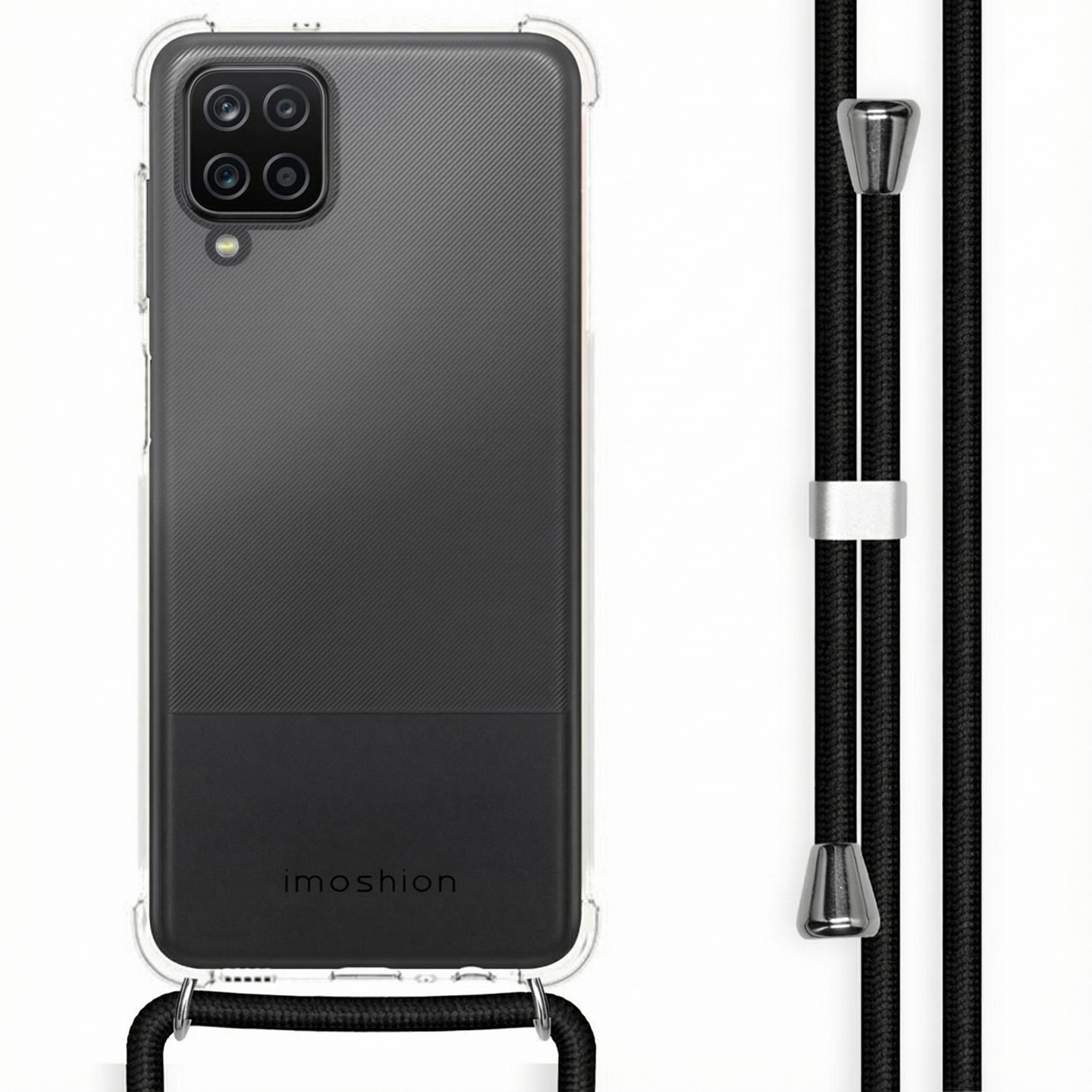 imoshion Coque arrière Transparente avec cordon Samsung Galaxy A12 - Noir