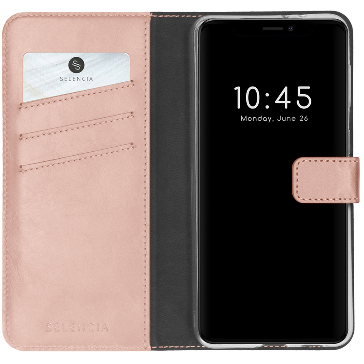 Selencia Echt Leren Bookcase voor de Apple iPhone 13 Pro Max - Roze