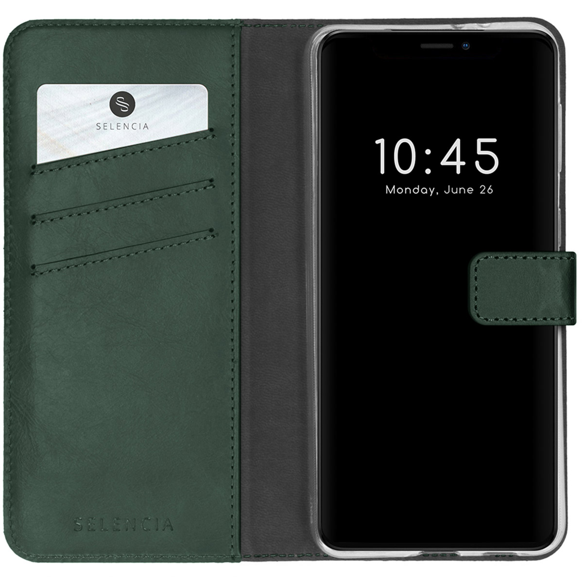 Selencia Echt Leren Bookcase voor de Apple iPhone 13 Pro Max - Groen
