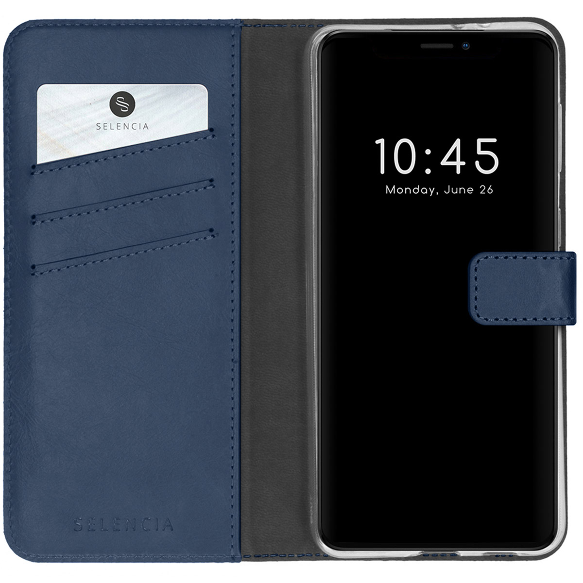 Selencia Echt Leren Bookcase voor de Apple iPhone 13 Pro - Blauw