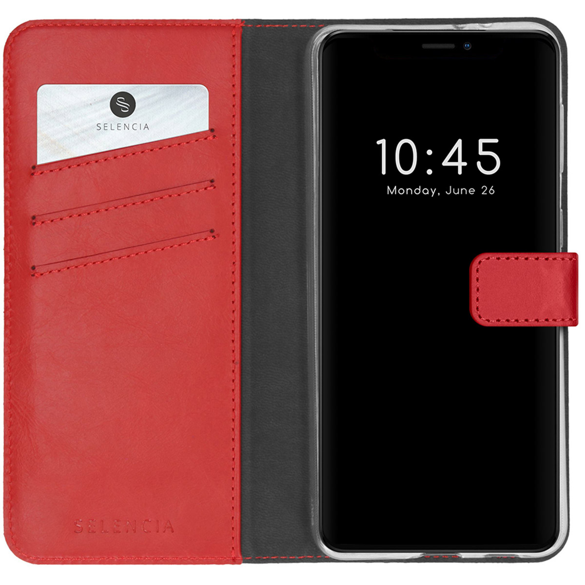 Selencia Echt Leren Bookcase voor de Apple iPhone 13 Pro - Rood