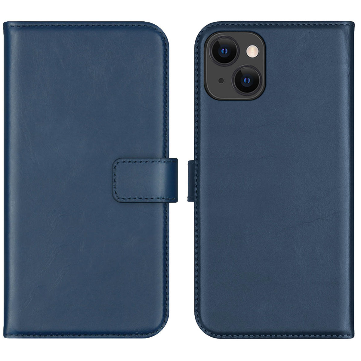 Selencia Echt Leren Bookcase voor de Apple iPhone 13 - Blauw