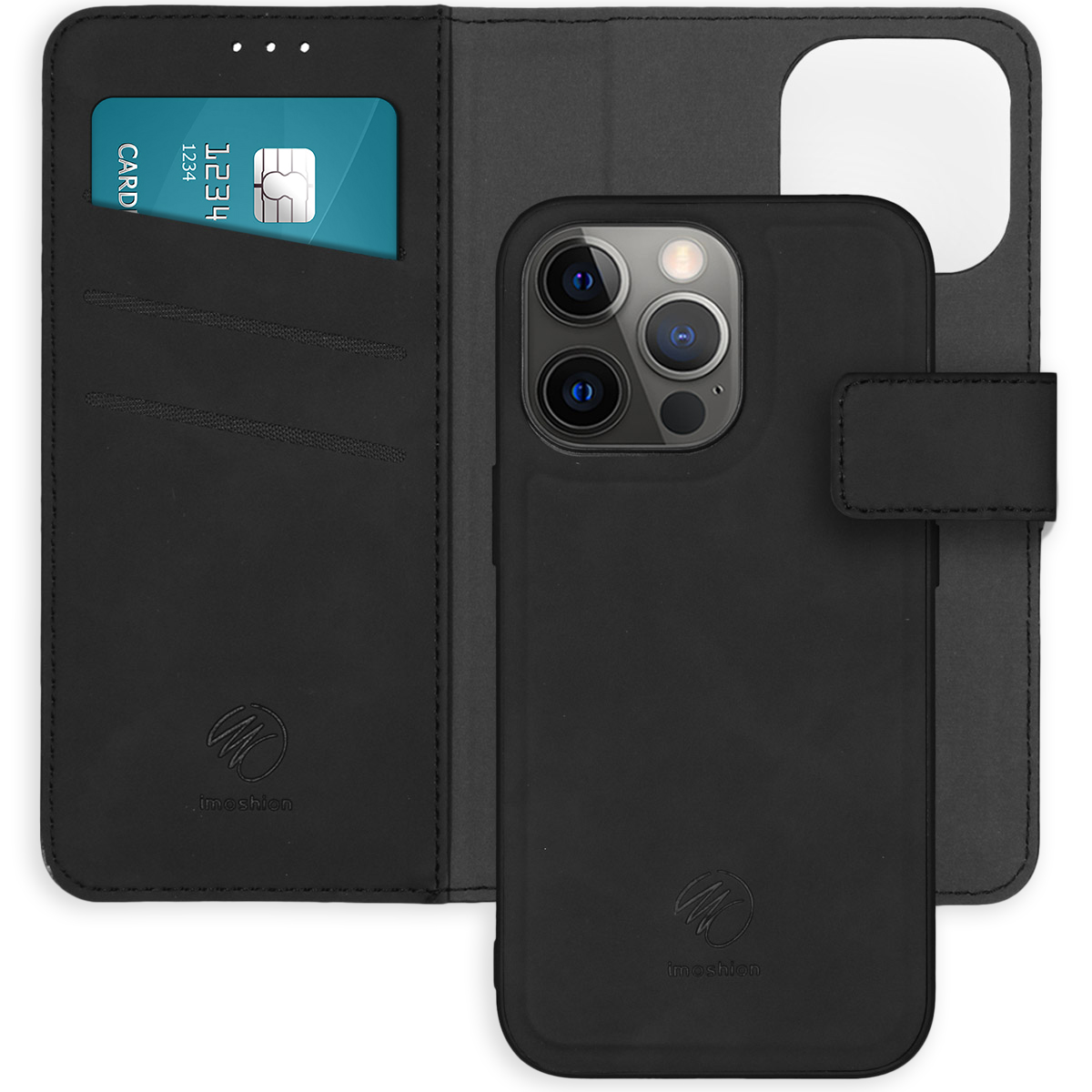 imoshion Uitneembare 2-in-1 Luxe Bookcase voor de Apple iPhone 13 Pro - Zwart