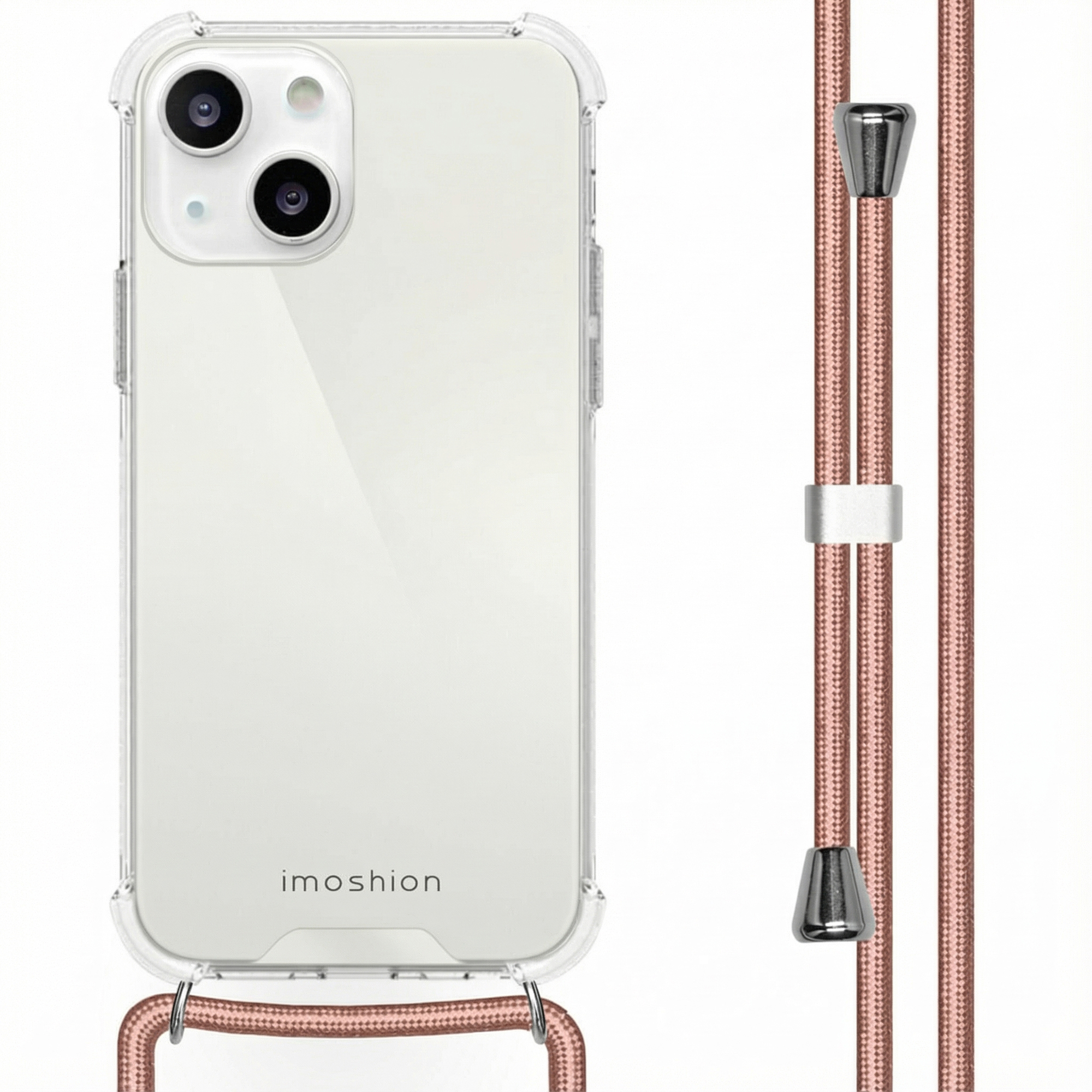 imoshion Coque arrière Transparente avec cordon Apple iPhone 13 - Rose Doré