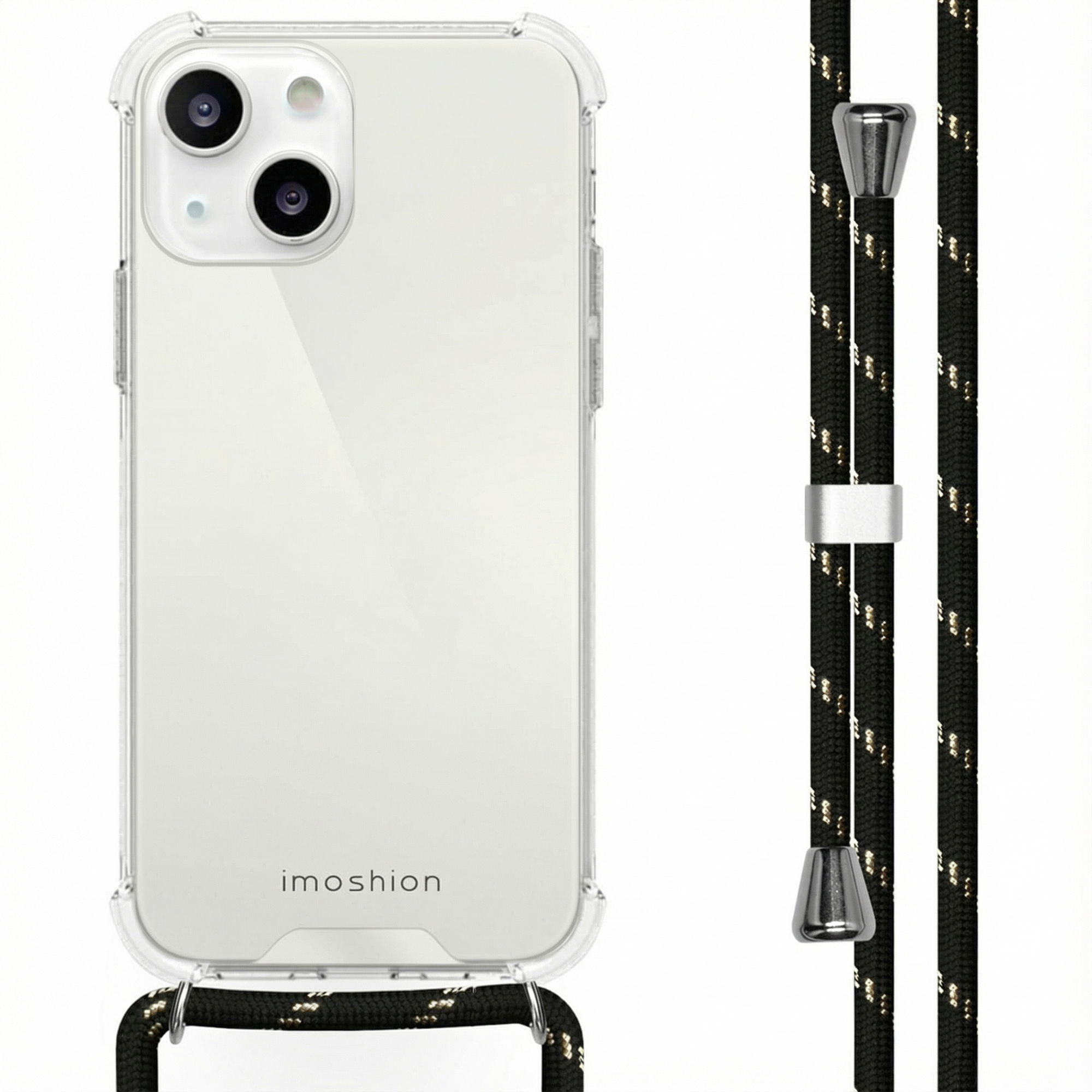 imoshion Coque arrière Transparente avec cordon Apple iPhone 13 - Noir & Doré