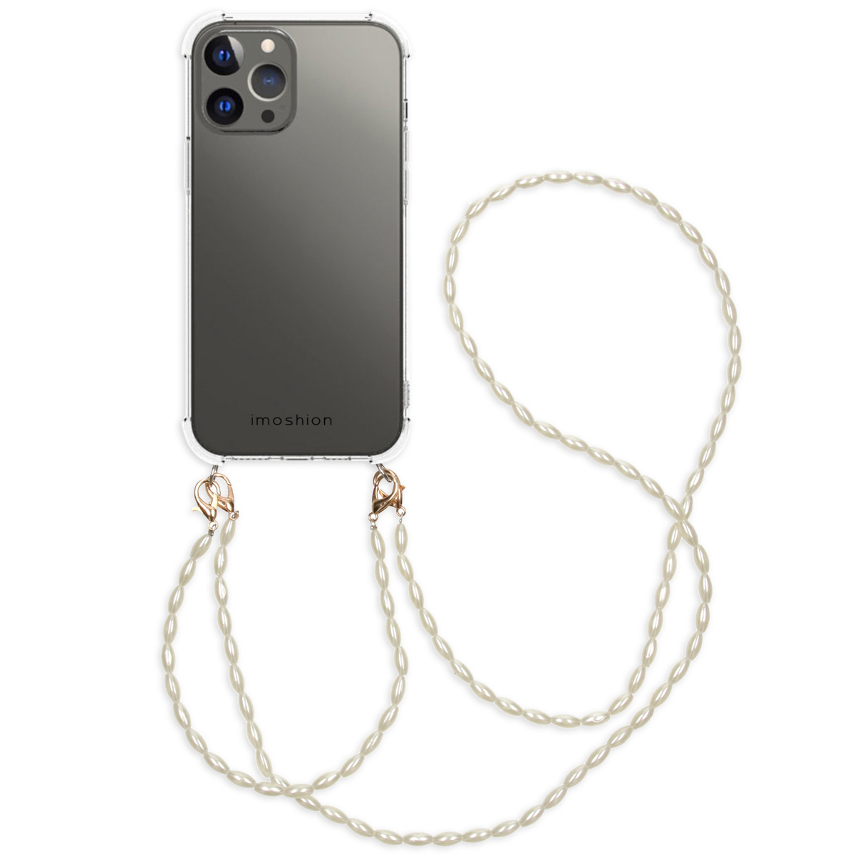 imoshion Coque avec dragonne + bracelet - Perles Apple iPhone 13 Pro Max - Transparent