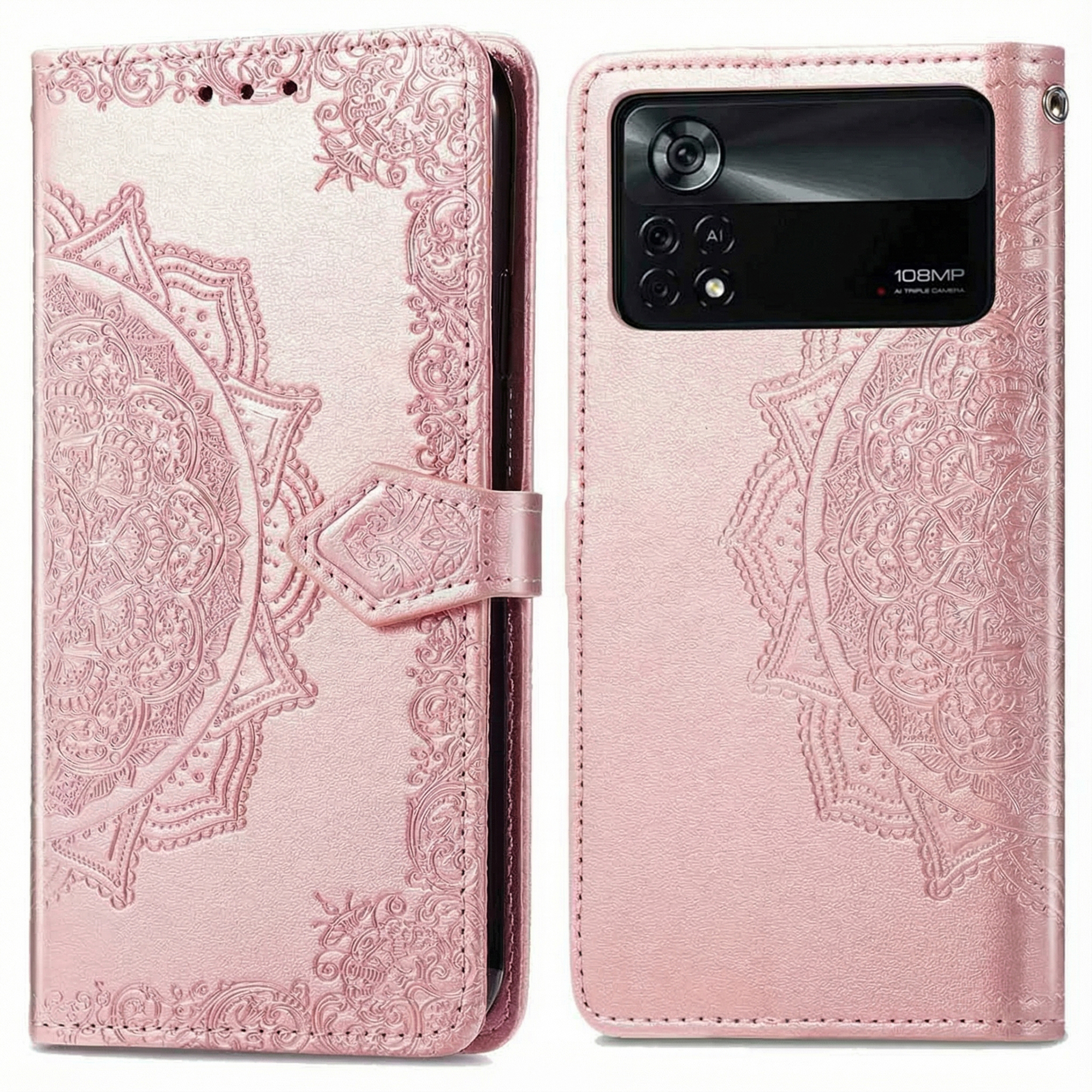 imoshion Mandala Bookcase voor de Xiaomi Poco X4 Pro 5G - Rosé Goud