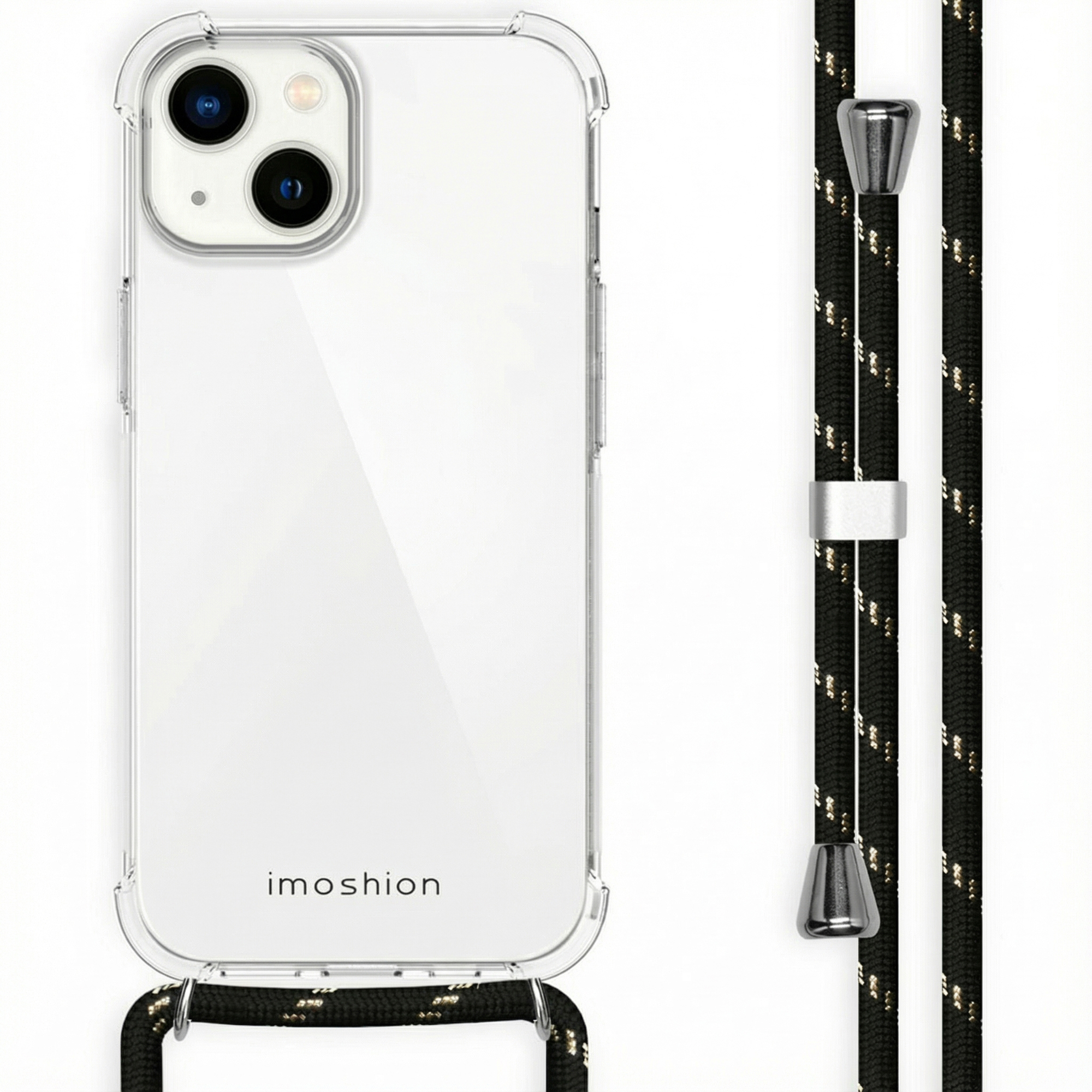 imoshion Coque arrière Transparente avec cordon Apple iPhone 14 - Noir & Doré