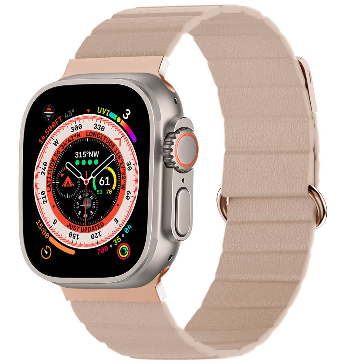 imoshion Bracelet en cuir magnétique Apple Watch | 44/45/46/49 mm - Beige