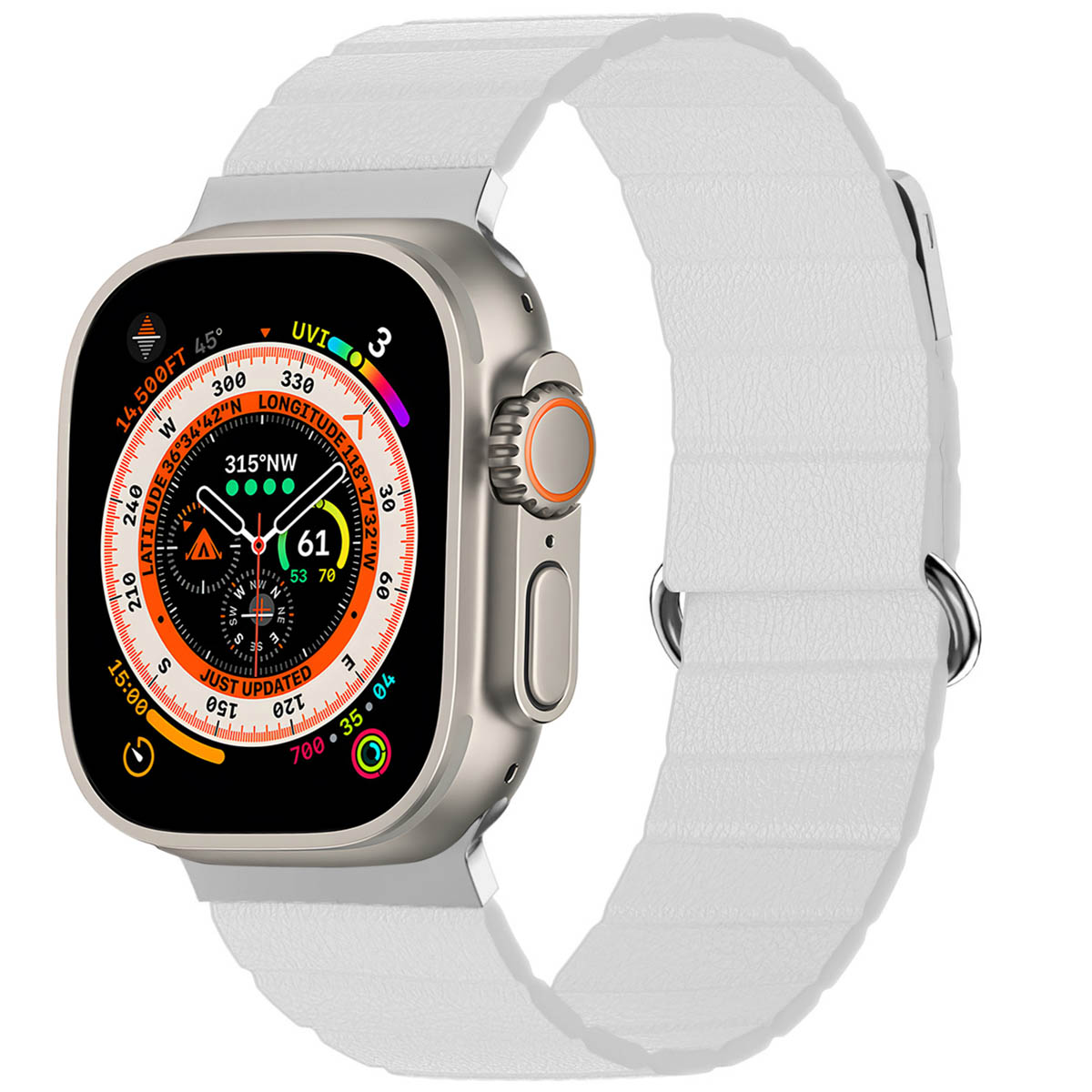imoshion Bracelet en cuir magnétique Apple Watch | 44/45/46/49 mm - Blanc