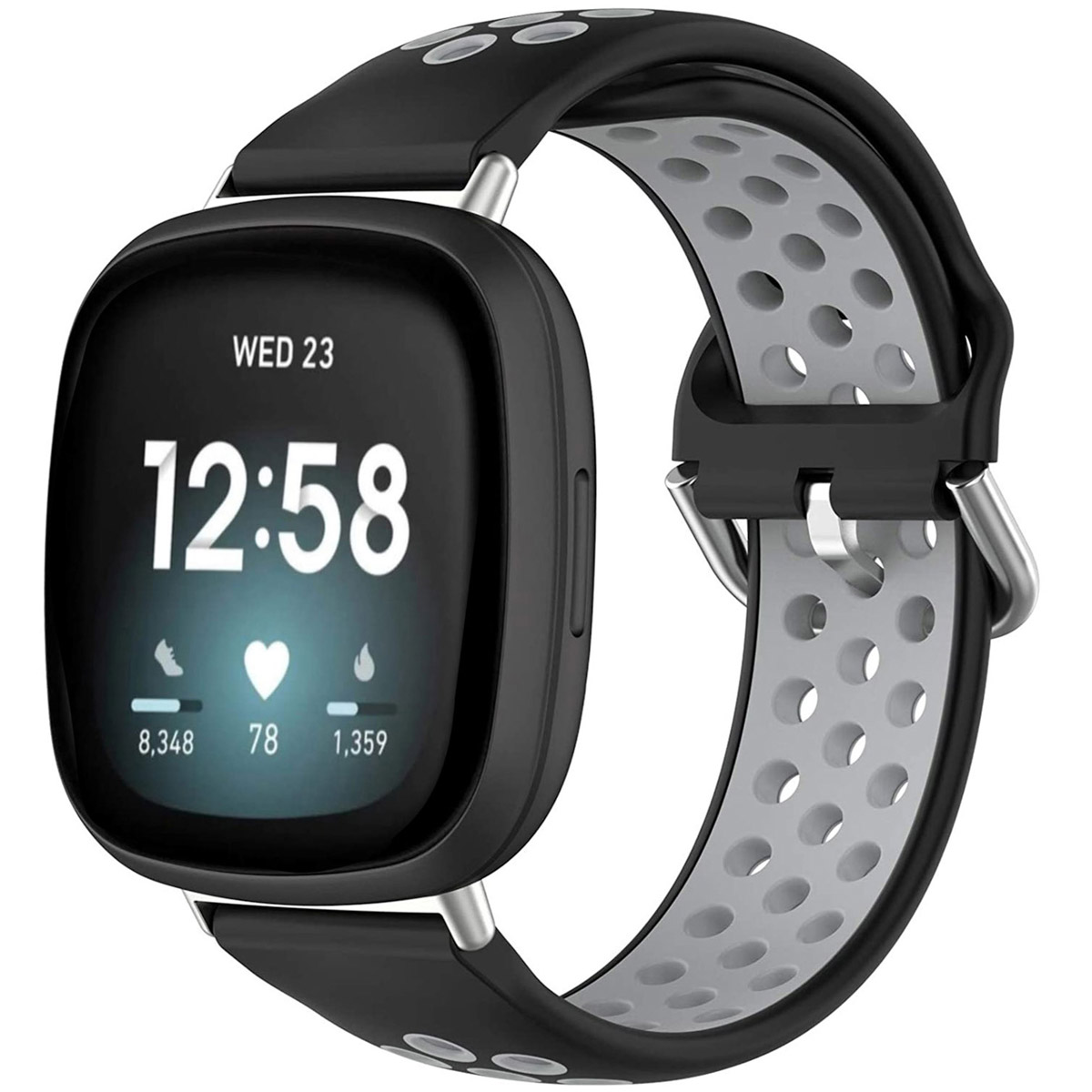 imoshion Bracelet sport silicone Fitbit Versa 4 / 3 / Sense (2) - Black / Grey