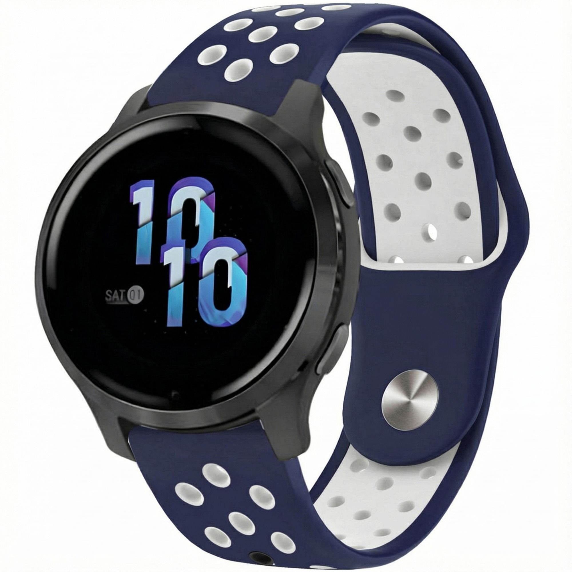 imoshion Siliconen sportbandje - Universeel 22 mm aansluiting - Dark Blue & White