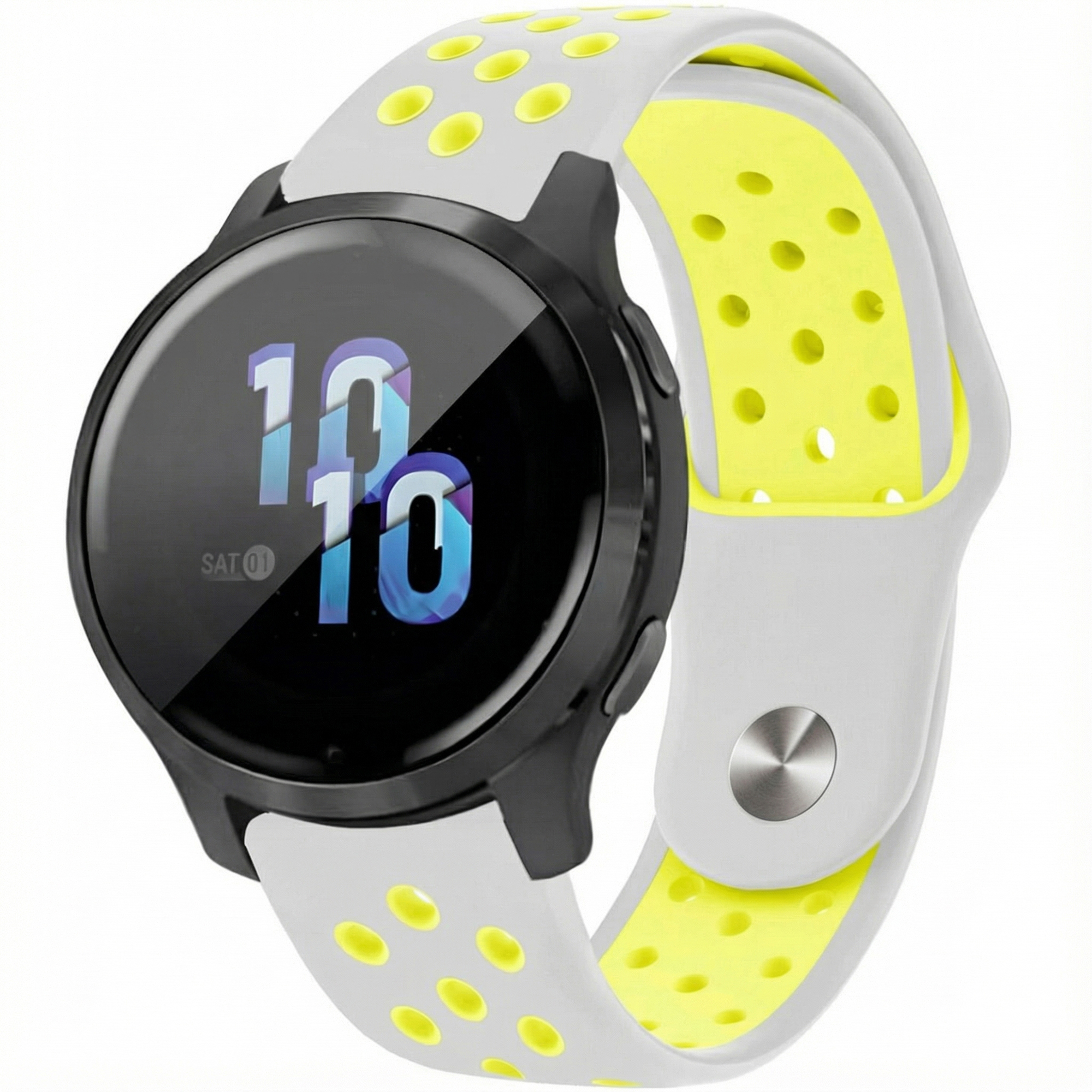 imoshion Siliconen sportbandje - Universeel 22 mm aansluiting - Light Grey & Neon Yellow