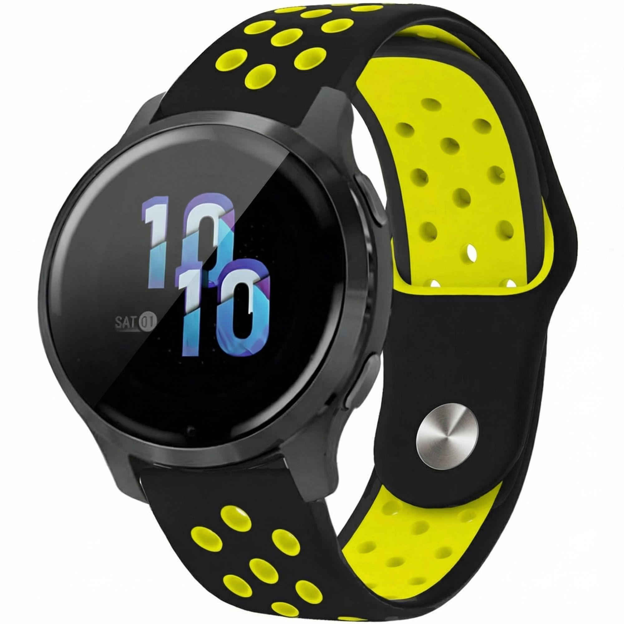 imoshion Siliconen sportbandje - Universeel 22 mm aansluiting - Black & Neon Yellow