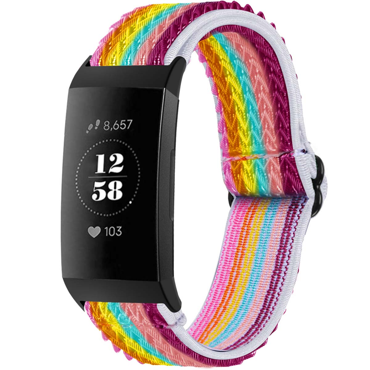 imoshion Bracelet en nylon élastique Fitbit Charge 3 / 4 - Rainbow