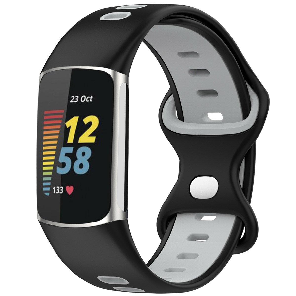imoshion Bracelet Sport⁺ en silicone Fitbit Charge 5 / 6 - Black / Grey