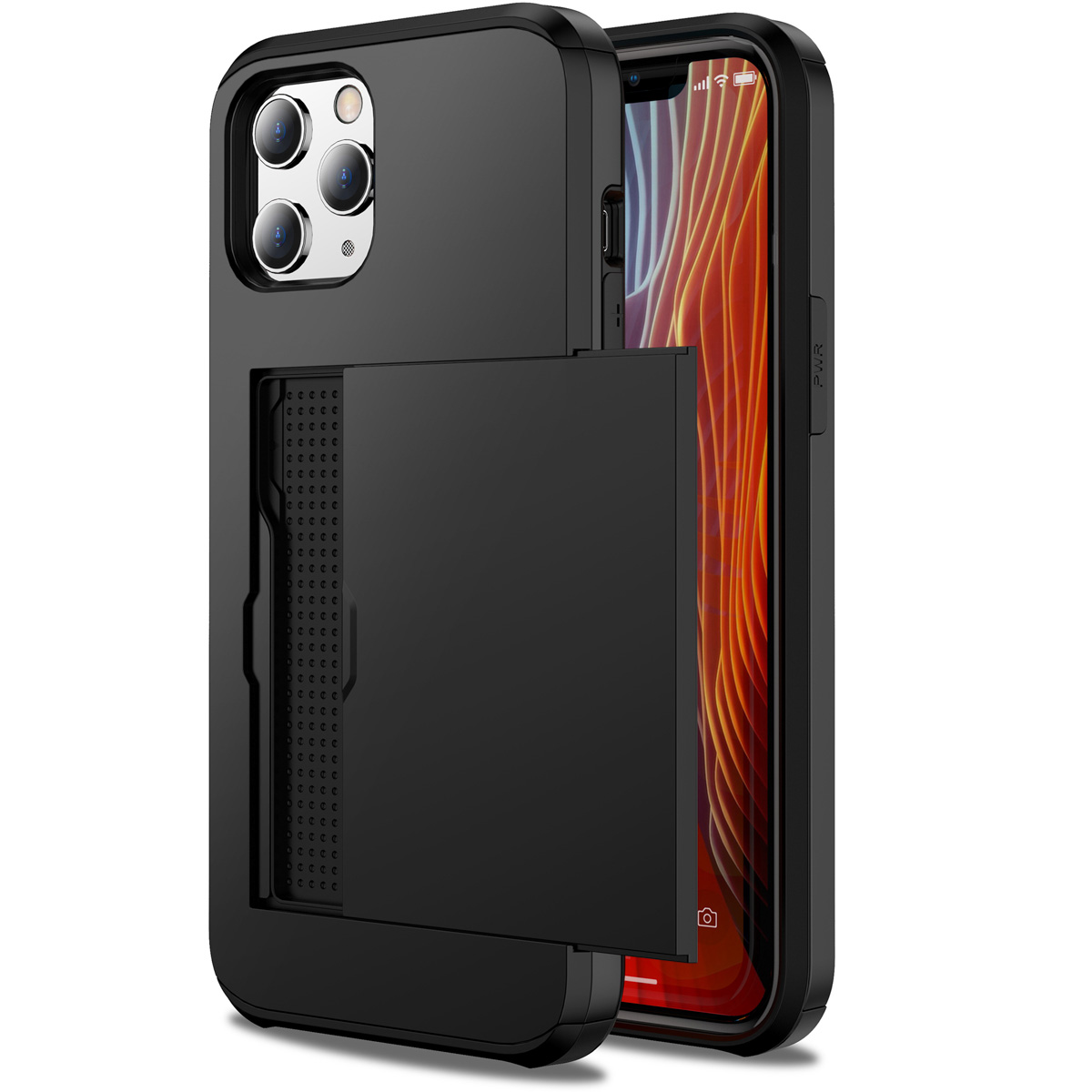 imoshion Backcover met pasjeshouder voor de Apple iPhone 12 (Pro) - Zwart