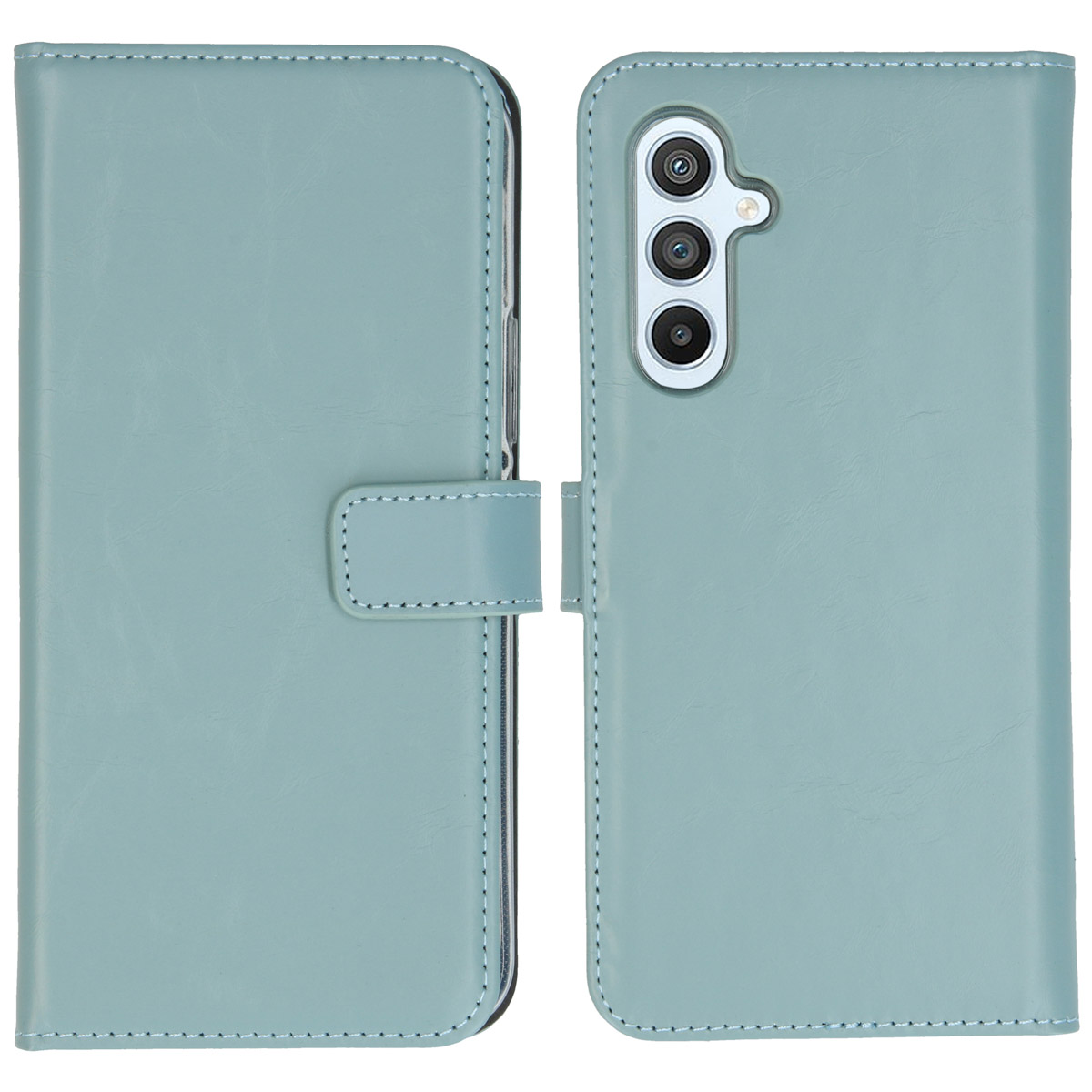 Selencia Echt Leren Bookcase voor de Samsung Galaxy A54 (5G) - Air Blue
