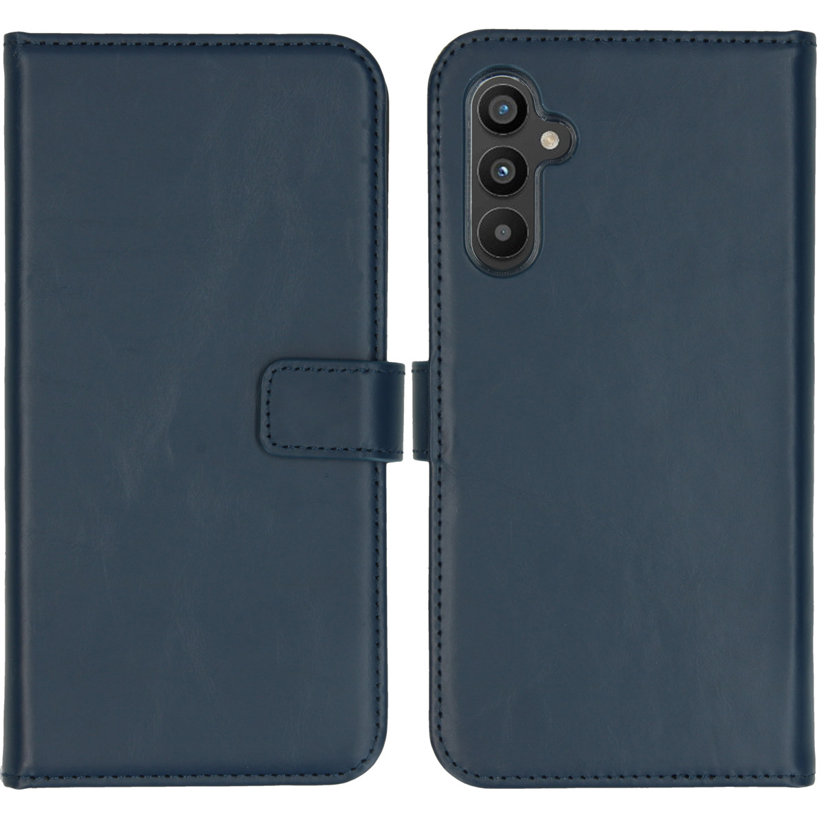 Selencia Echt Leren Bookcase voor de Samsung Galaxy A34 (5G) - Blauw