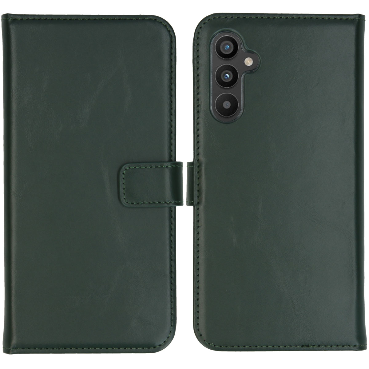Selencia Echt Leren Bookcase voor de Samsung Galaxy A34 (5G) - Groen