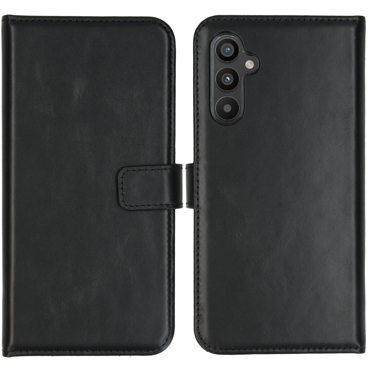 Selencia Echt Leren Bookcase voor de Samsung Galaxy A34 (5G) - Zwart
