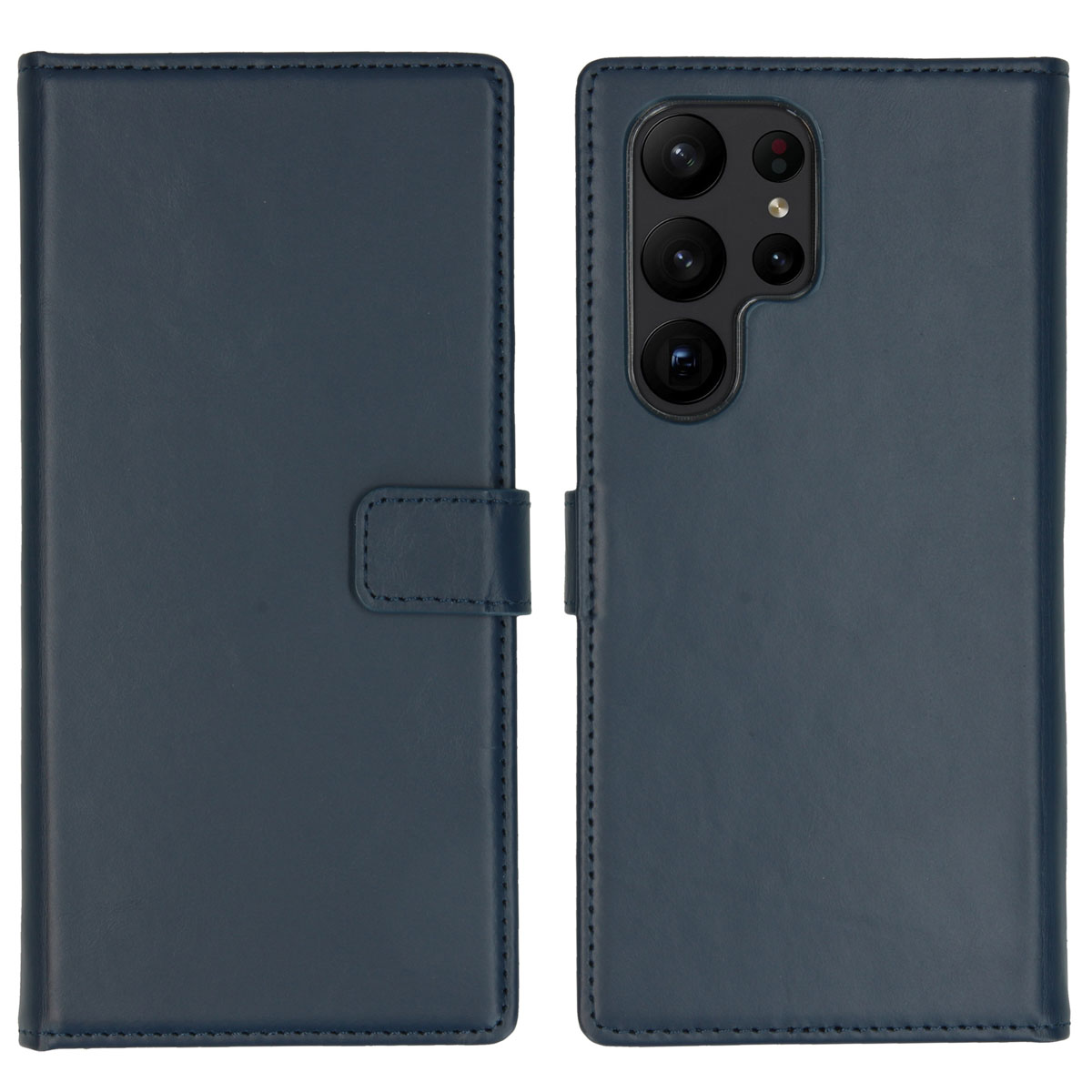 Selencia Echt Leren Bookcase voor de Samsung Galaxy S23 Ultra - Blauw