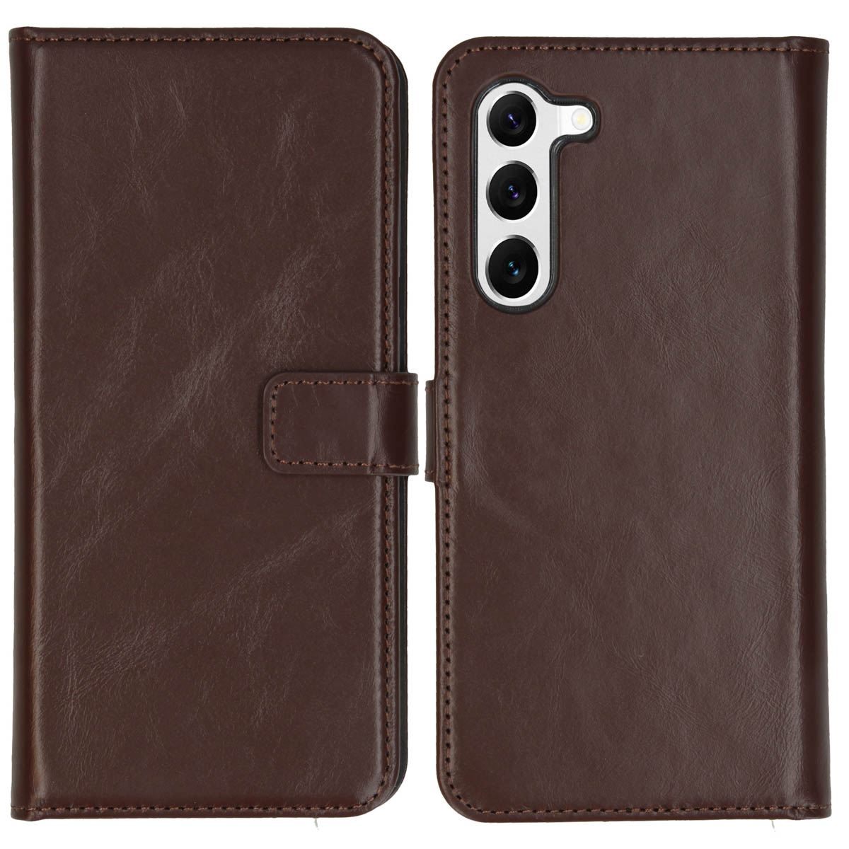 Selencia Echt Leren Bookcase voor de Samsung Galaxy S23 - Bruin