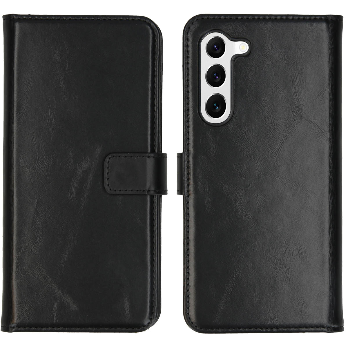 Selencia Echt Leren Bookcase voor de Samsung Galaxy S23 - Zwart