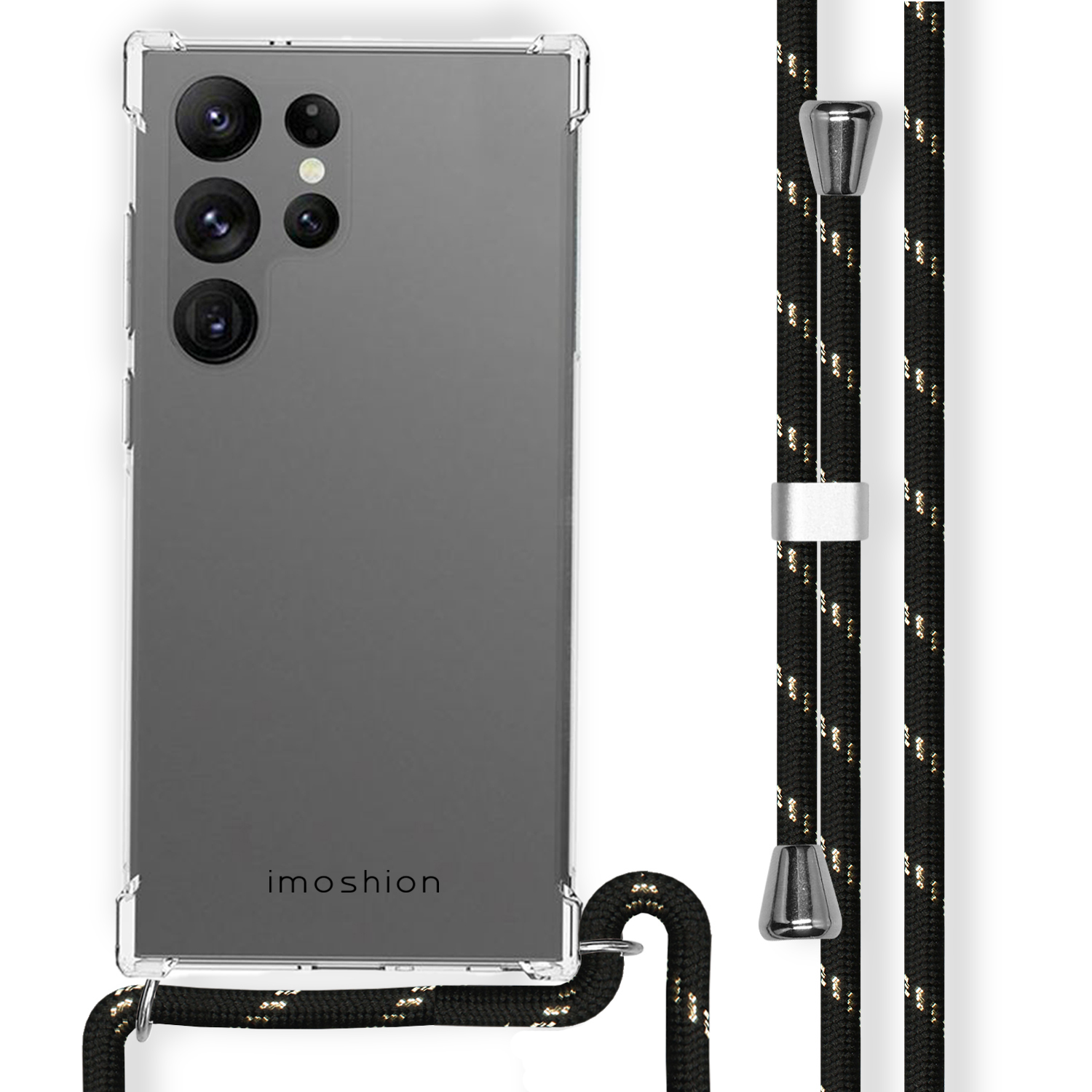 imoshion Coque arrière Transparente avec cordon Samsung Galaxy S23 Ultra - Noir & Doré