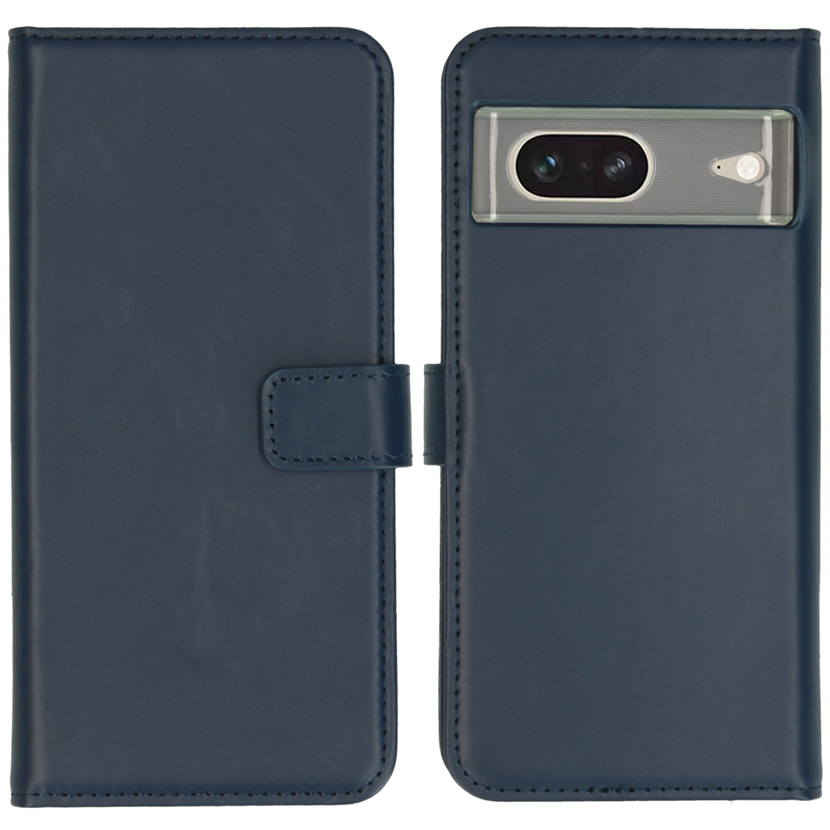 Selencia Echt Leren Bookcase voor de Google Pixel 7 - Blauw