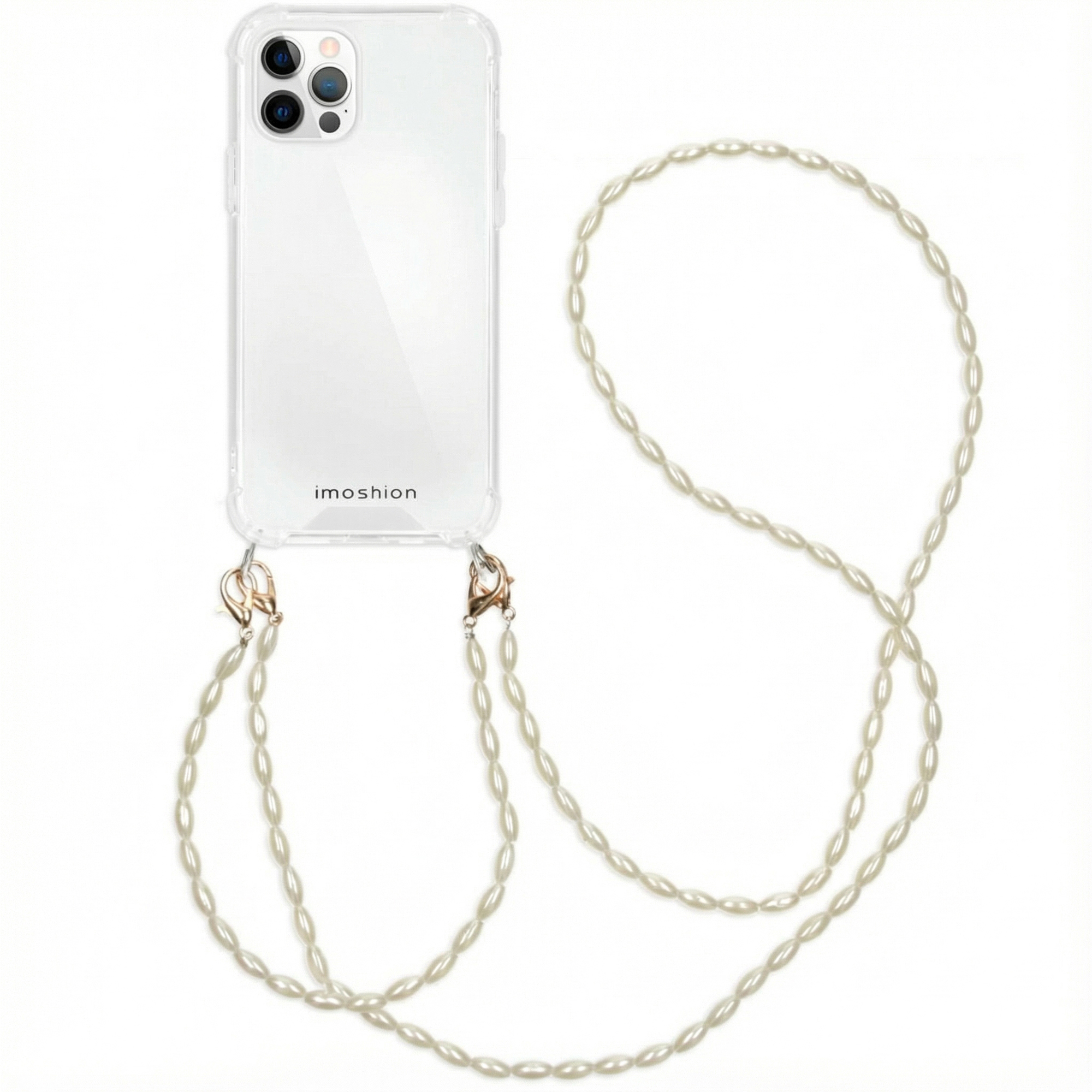 imoshion Coque avec dragonne + bracelet - Perles Apple iPhone 12 (Pro) - Transparent