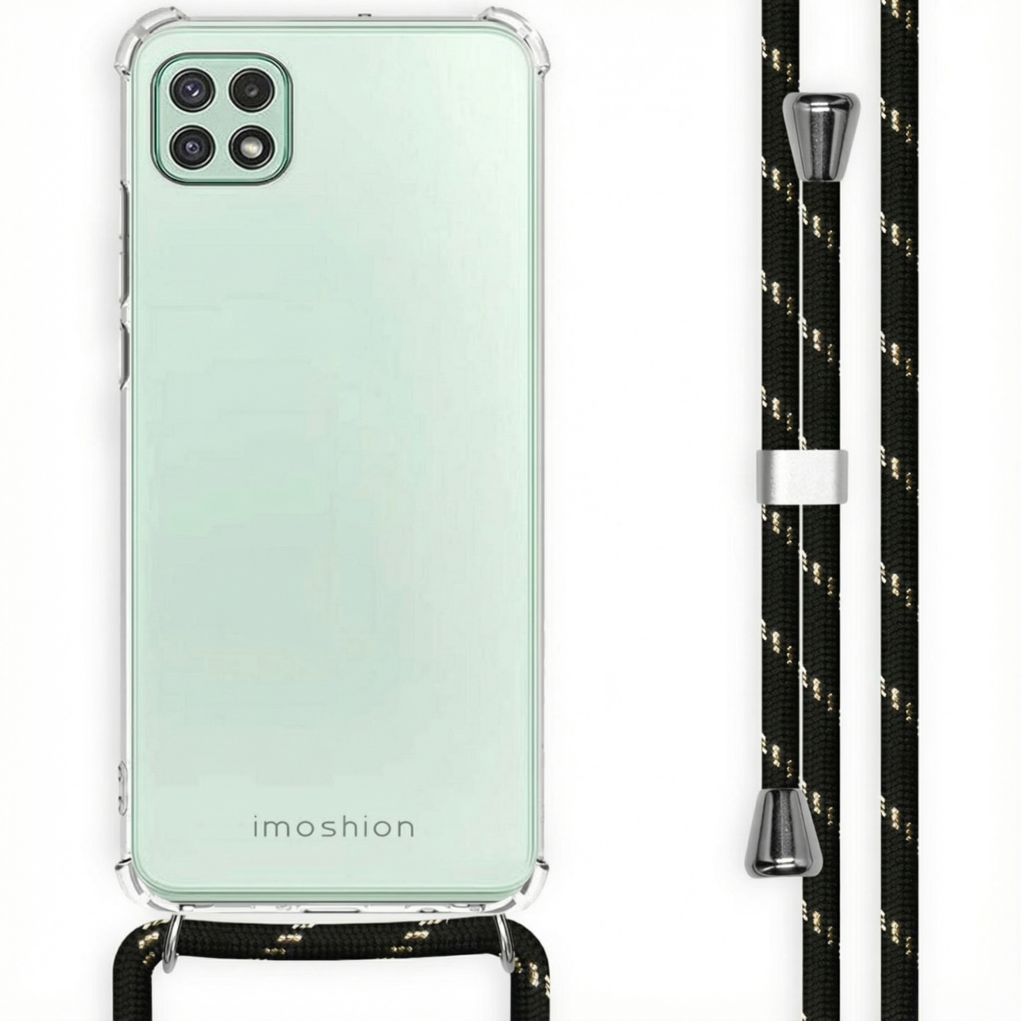 imoshion Coque arrière Transparente avec cordon Samsung Galaxy A22 (5G) - Noir & Doré