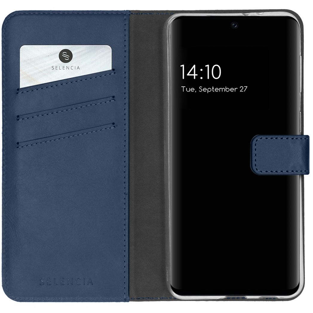 Selencia Echt Leren Bookcase voor de Samsung Galaxy S21 FE - Blauw