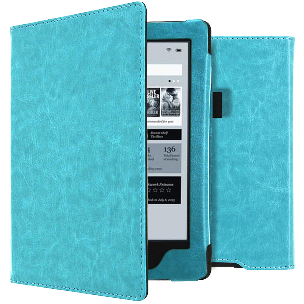 imoshion Vegan Leather Bookcase voor de Kobo Aura H2O - Lichtblauw