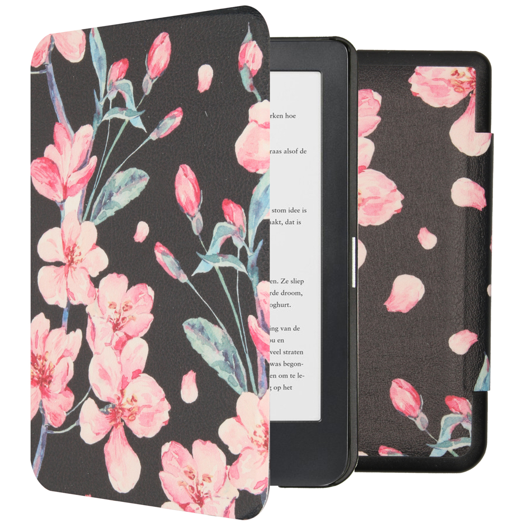 imoshion Design Slim Hard Case Sleepcover Kobo Clara HD - Blossom Watercolor Black