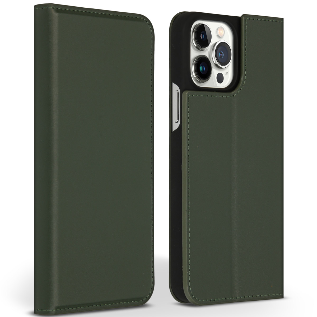 Accezz Premium Leather Slim Bookcase voor de Apple iPhone 13 Pro Max - Groen
