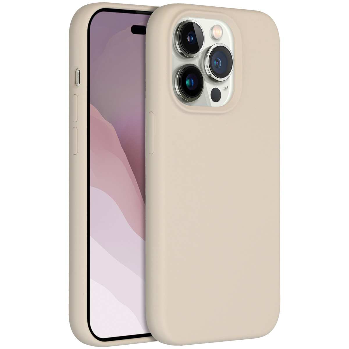 Accezz Liquid Silicone Backcover voor de Apple iPhone 14 Pro - Stone