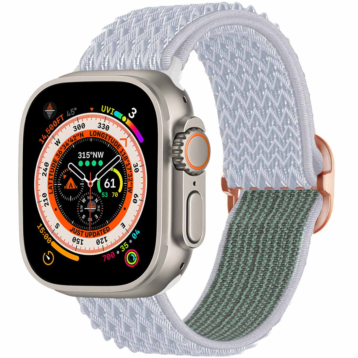 imoshion Bracelet en nylon élastique Apple Watch | 44/45/46/49 mm - Gris clair
