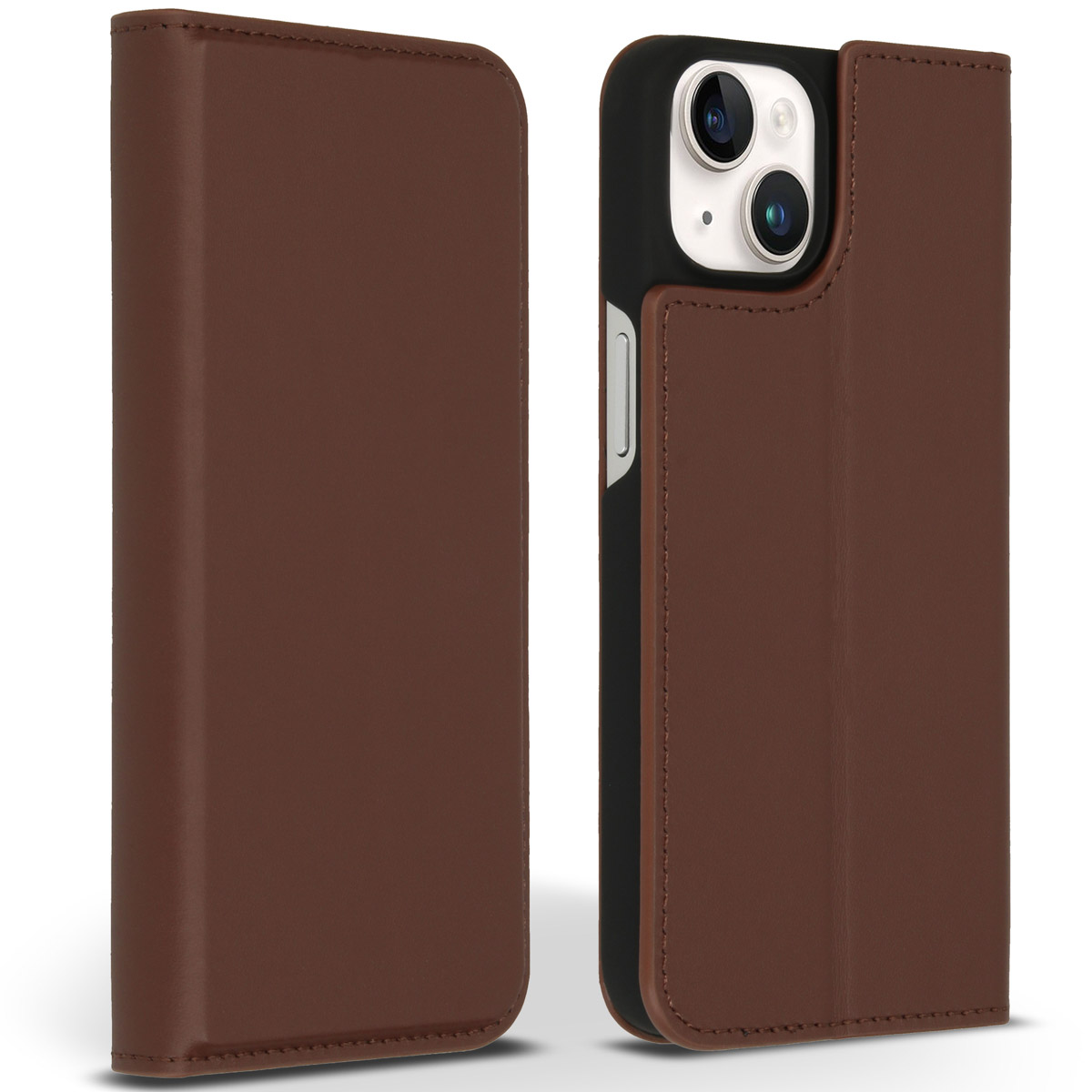 Accezz Premium Leather Slim Bookcase voor de Apple iPhone 14 - Bruin