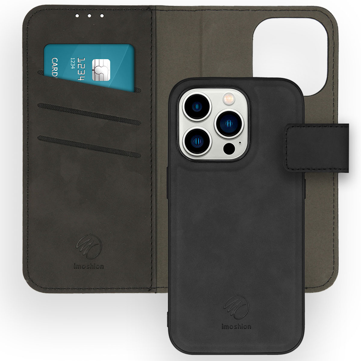 imoshion Uitneembare 2-in-1 Luxe Bookcase voor de Apple iPhone 14 Pro - Zwart