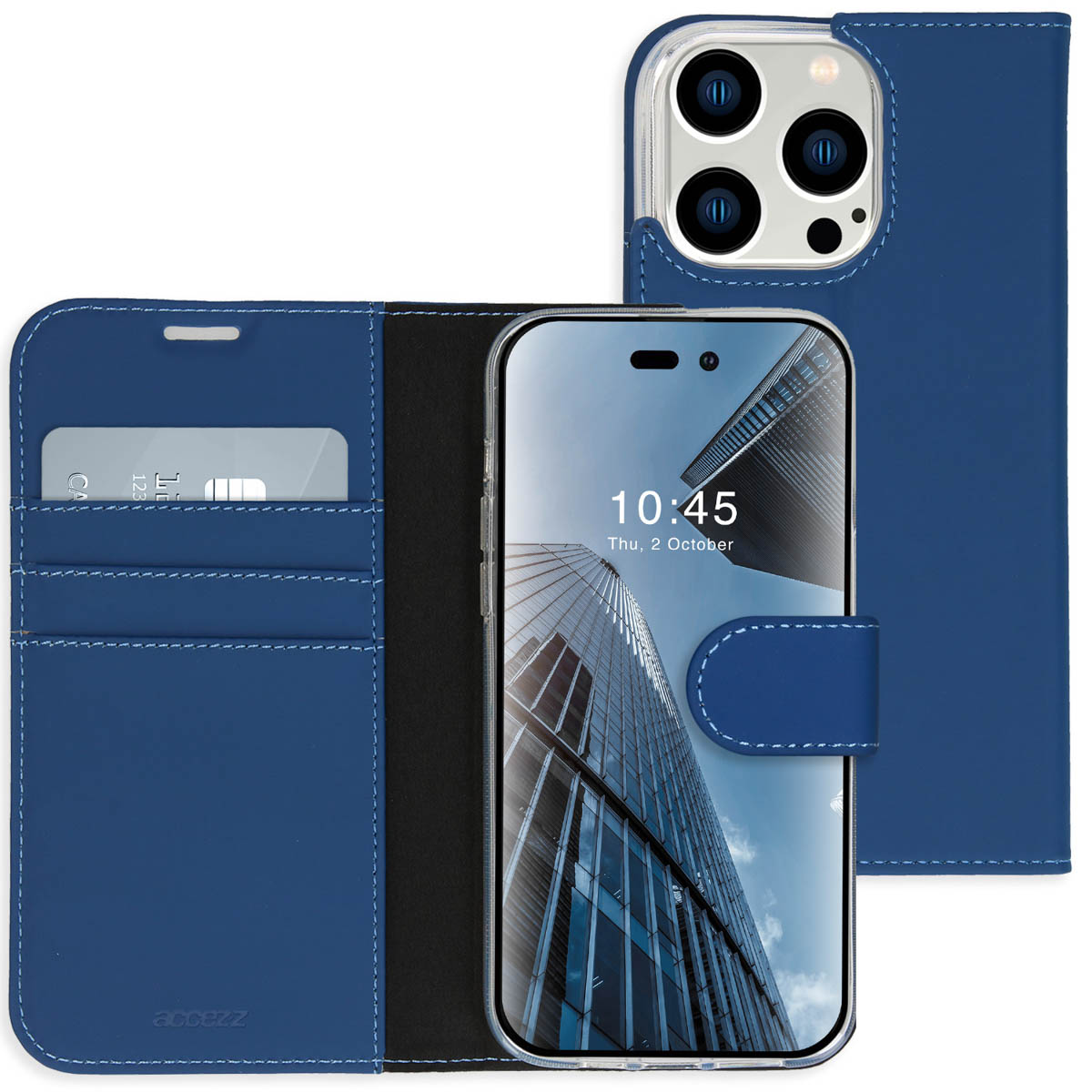 Accezz Étui de télephone Wallet Apple iPhone 14 Pro - Bleu foncé