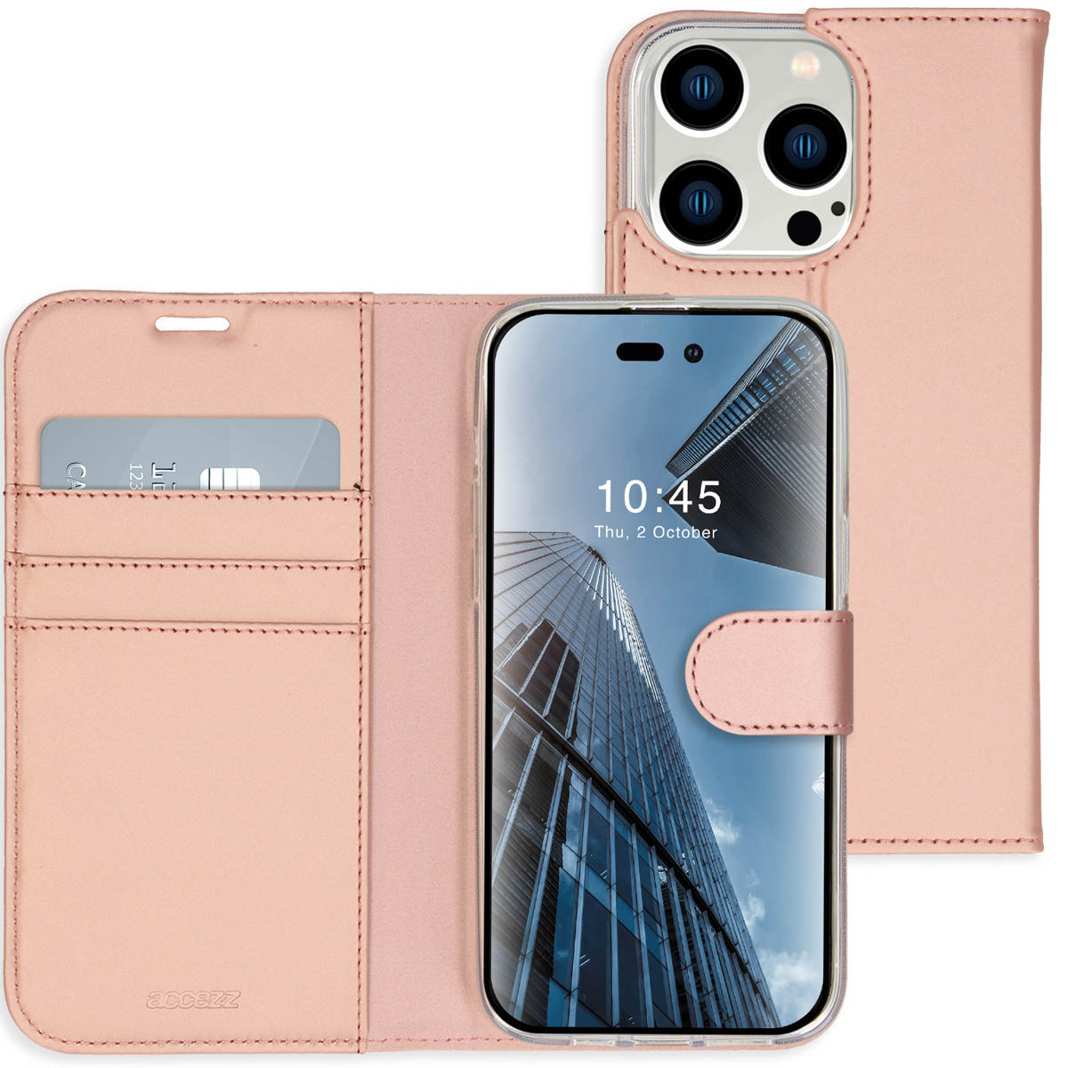 Accezz Étui de télephone Wallet Apple iPhone 14 Pro Max - Rose Doré