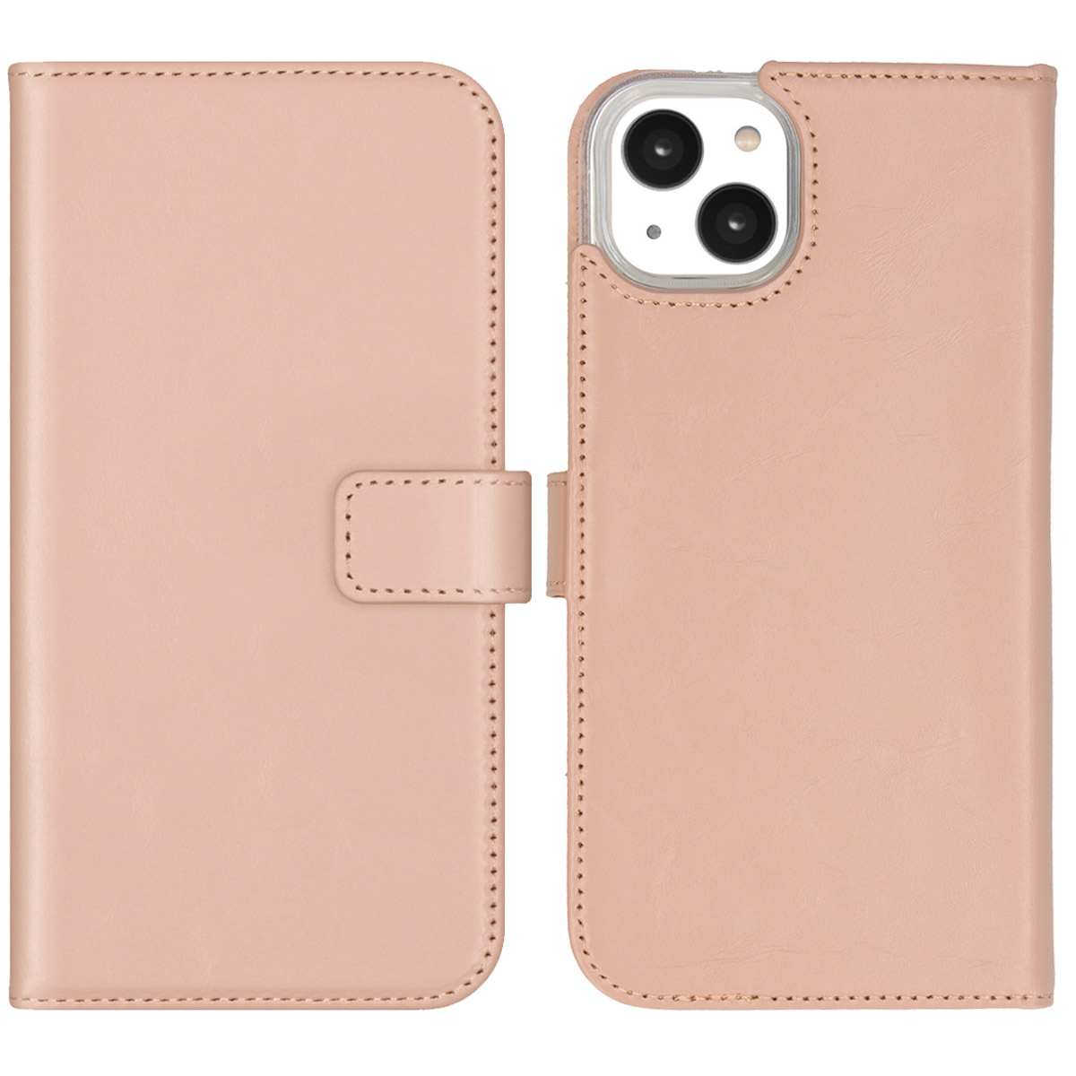 Selencia Echt Leren Bookcase voor de Apple iPhone 14 Plus - Dusty Pink