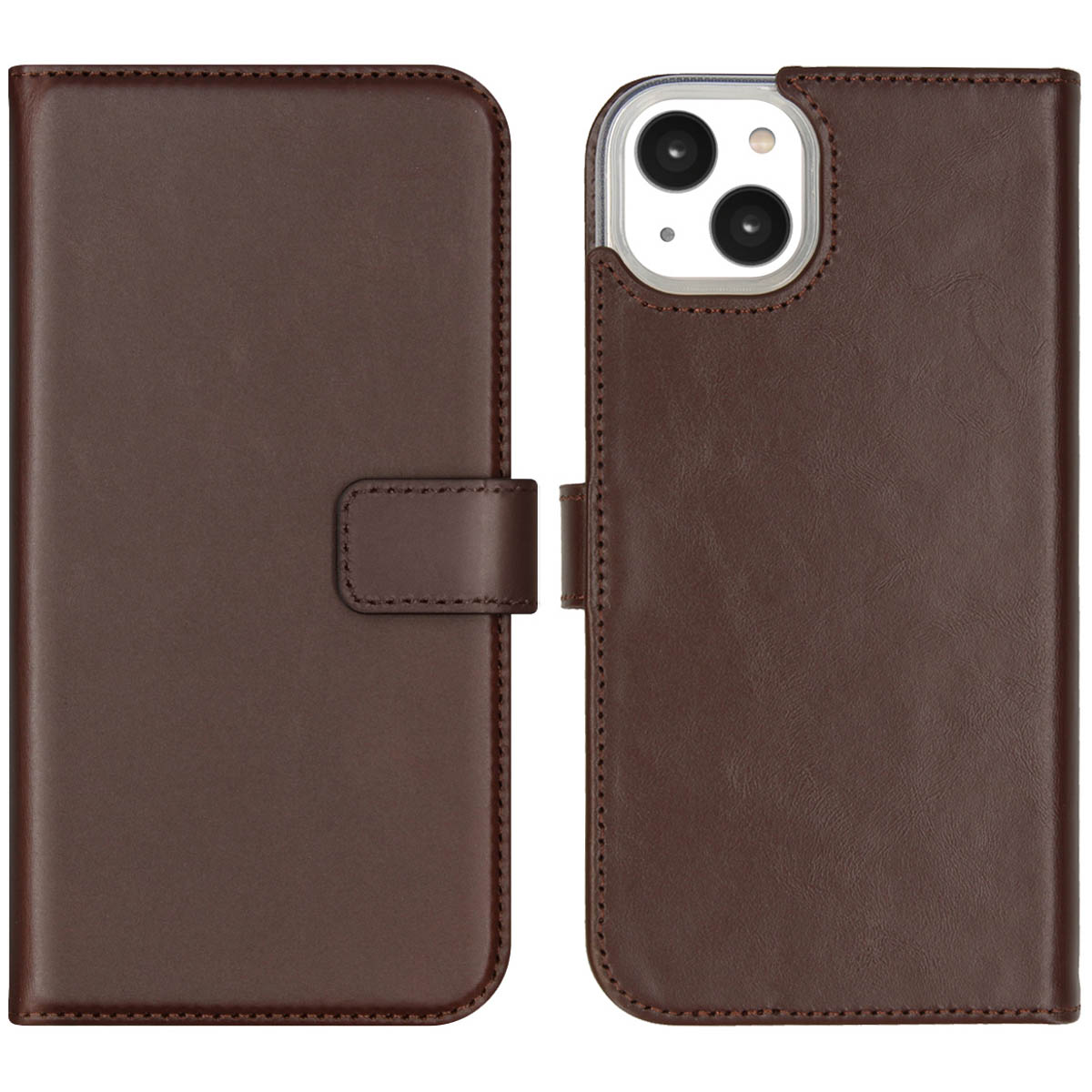 Selencia Echt Leren Bookcase voor de Apple iPhone 14 Plus - Bruin
